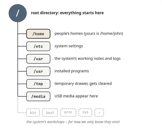The file system tree and the main directories